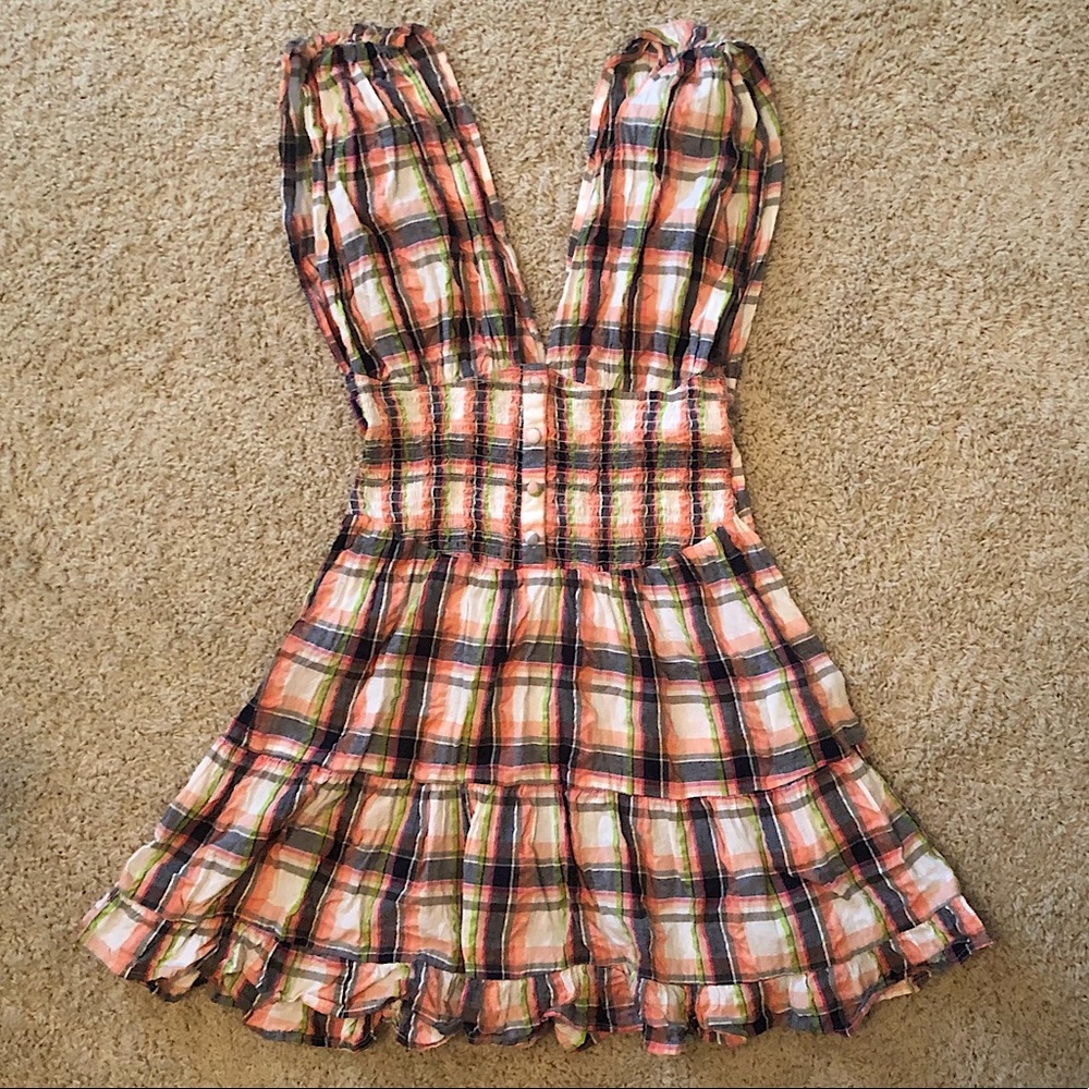 Corseted plaid ruffle dress